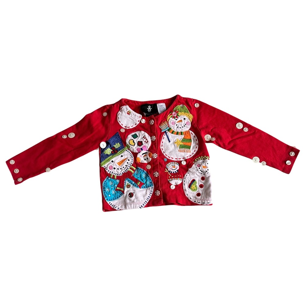 Vintage‎ Micheal Simon Girl Ugly Christmas Cardigan Toddler 3T Holiday Party